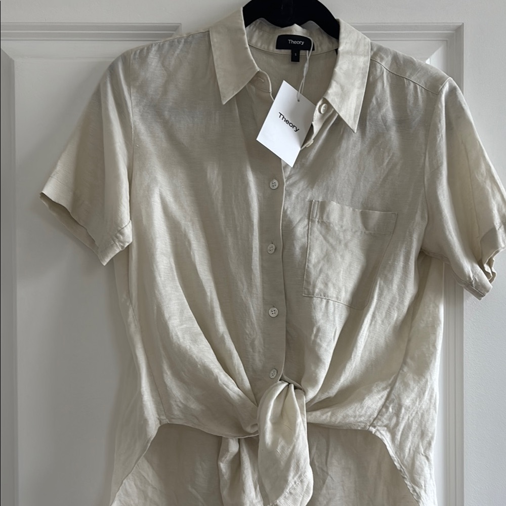 Theory Cream Casual Button Down Shirt